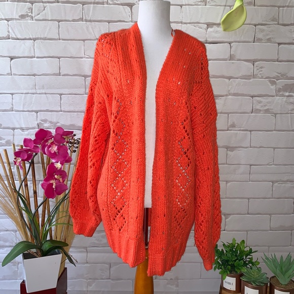 Orange Sweater Cardigan Nwt 